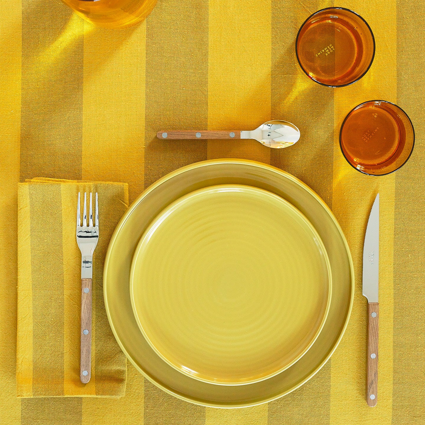 Essential Striped Tablecloth - Mustard/Bronze - Image 3