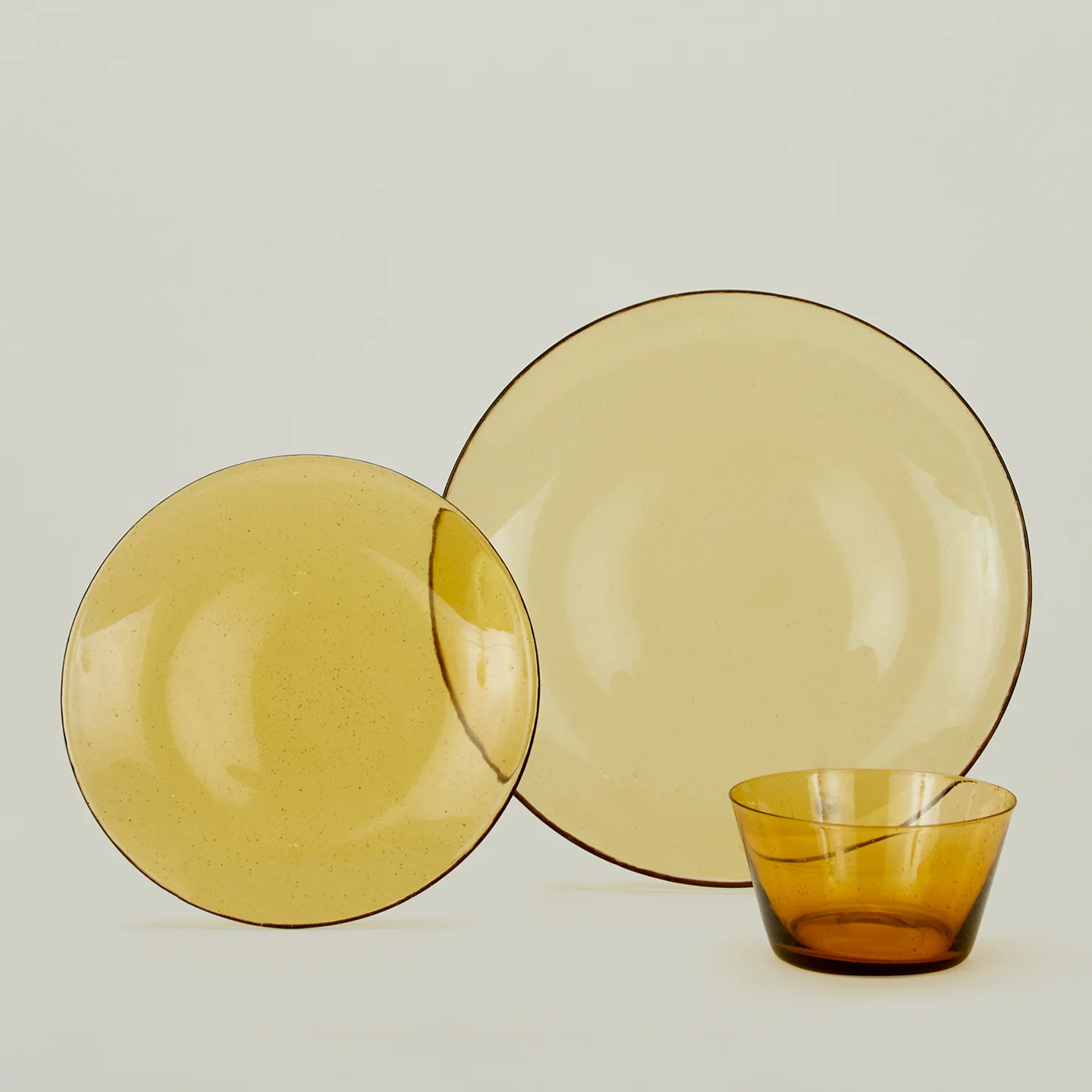 Glass Dinner Plate - Amber - Image 3