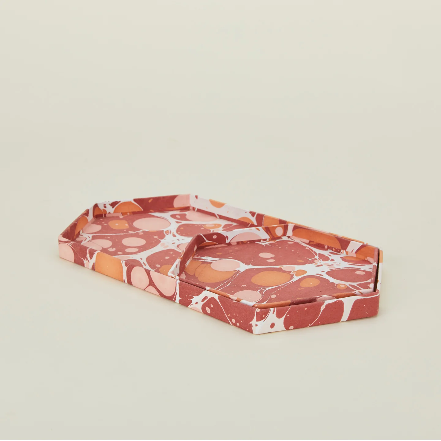 Marbleized Hexagon Tray, Set of 2 - Warm Marble - Image 4