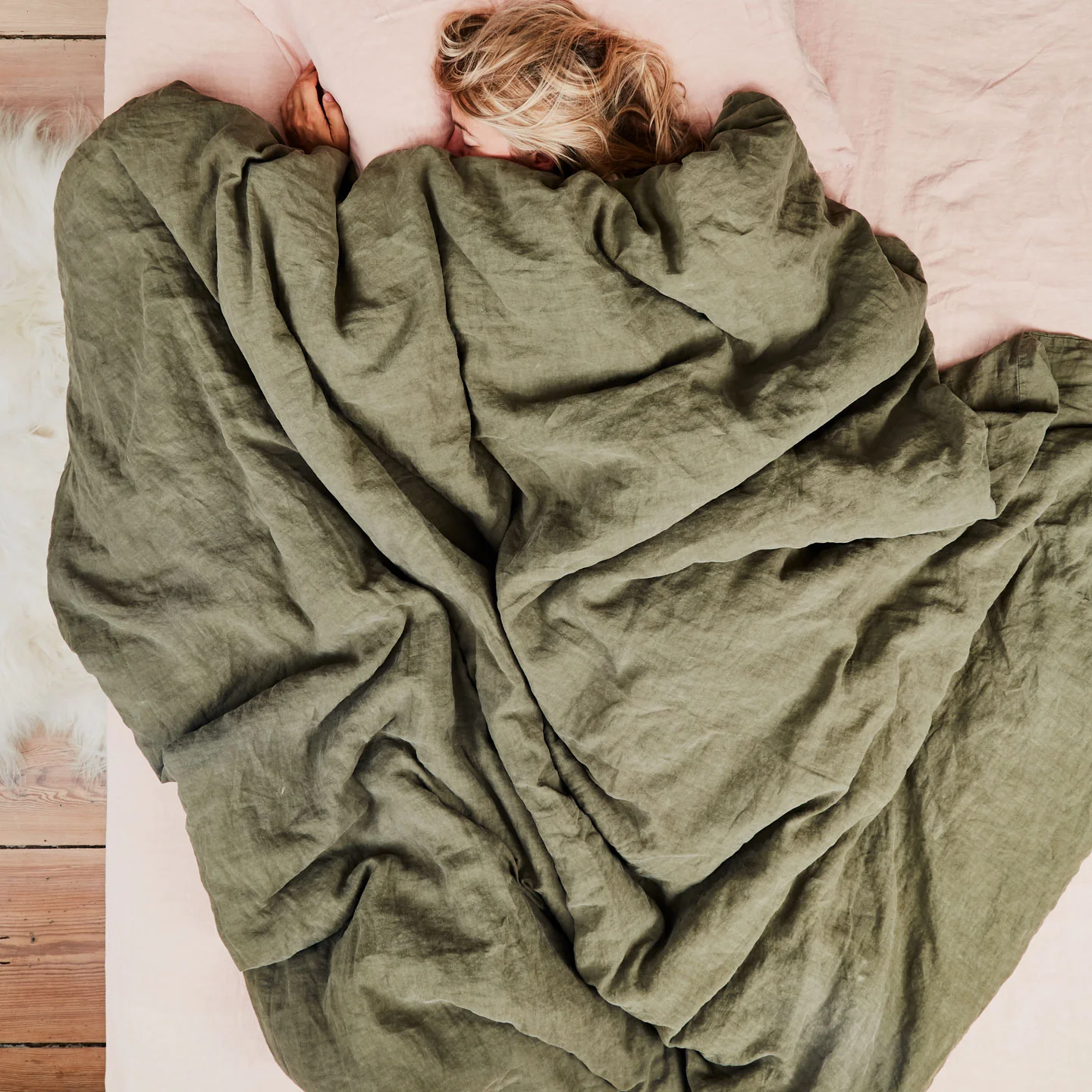 Simple Linen Fitted Sheet - Blush - Image 3