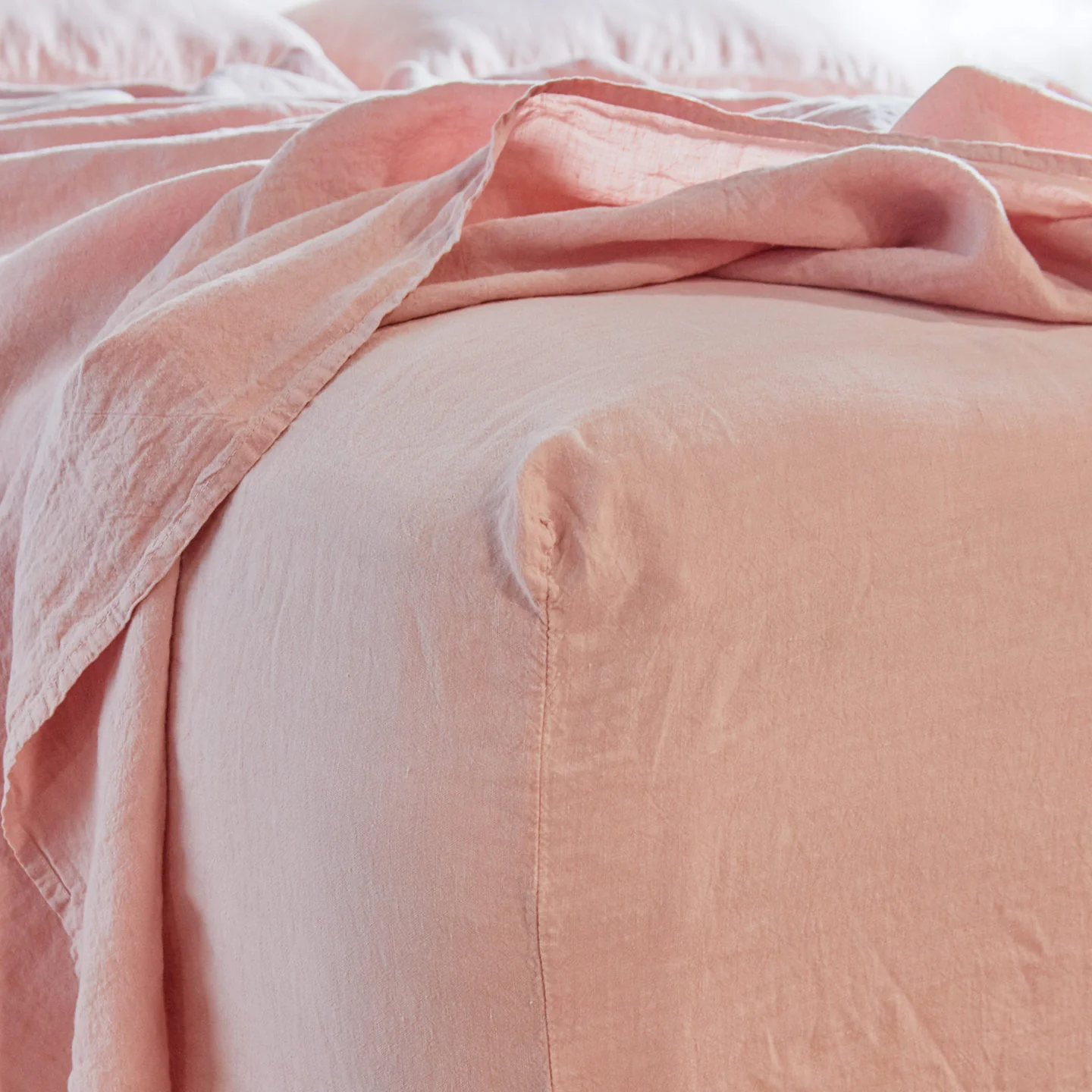 Simple Linen Fitted Sheet - Blush - Image 6